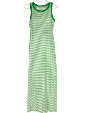 Culture Code Dress Womens S Green White Striped Sleeveless Maxi Tank Dress